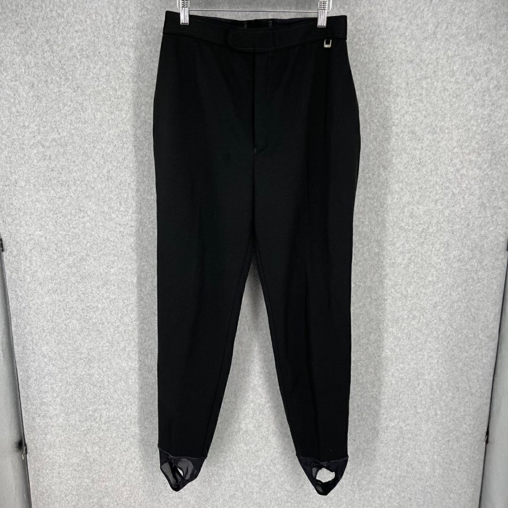 Roffe Women Jett Pant Size 14 Long Black Stretch Knit Vintage Wool Blend Stirrup